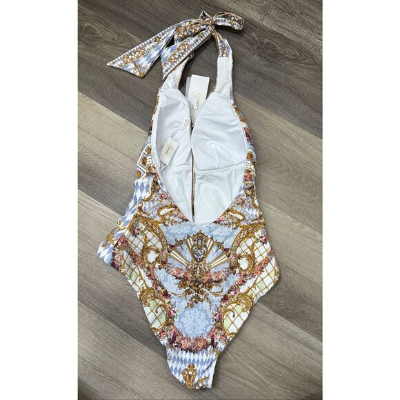 Camilla Plunging Halterneck One-Piece Swimsuit Throne Games Medium $450 - Picture 8 of 9